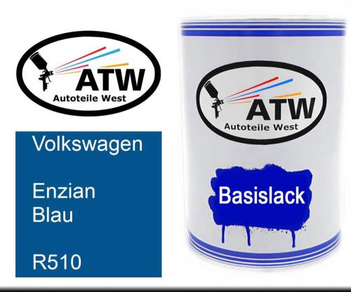 Volkswagen, Enzian Blau, R510: 500ml Lackdose, von ATW Autoteile West.